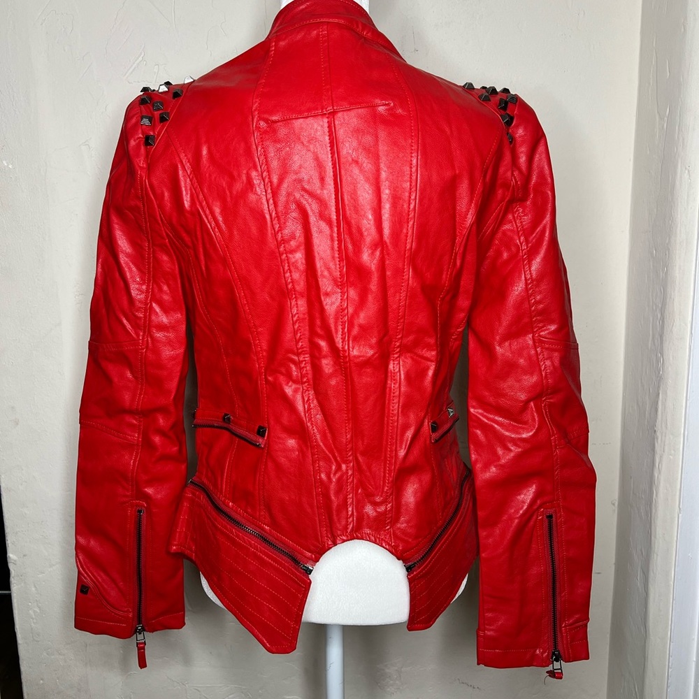 Red Silver Studded Rivet Jacket - Picture 8 of 13